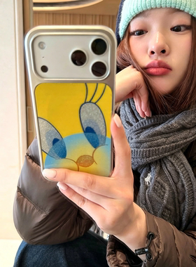 ins趣味大脸崔弟插画电镀银磁吸适用苹果iPhone17promax手机壳1615pro小米1415Pro华为mate60p70三星S23防摔