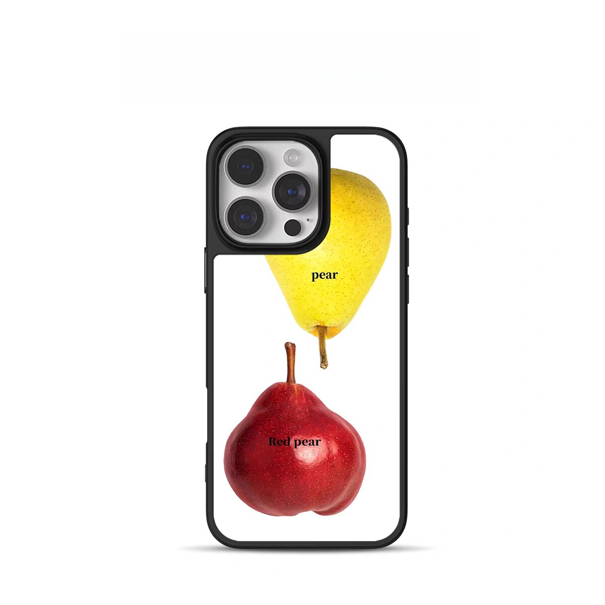isn水果苹果梨电镀银黑边适用苹果iPhone16promax手机壳15pro小米14Pro保护套华为mate60P70防摔三星S23软壳