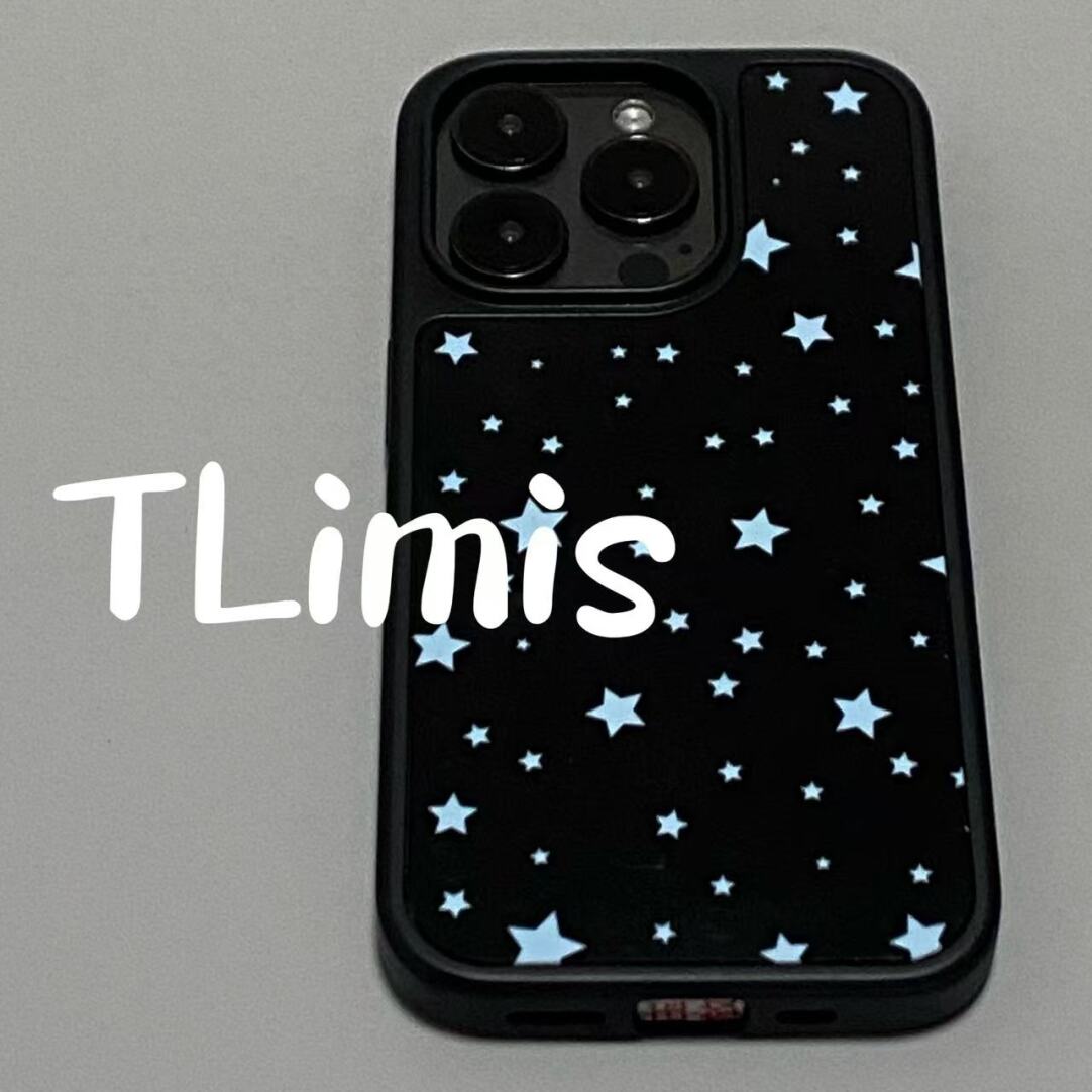 蓝蓝繁星个性原创亚克力黑边适用苹果iPhone16promax手机壳15pro小米14Pro保护套华为mate60P70防摔三星S23