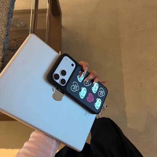 ins复古个性小猫黑边镜面手机壳适用苹果iPhone17promax手机壳软边16防摔15原创小米141312/11华为mate60P780