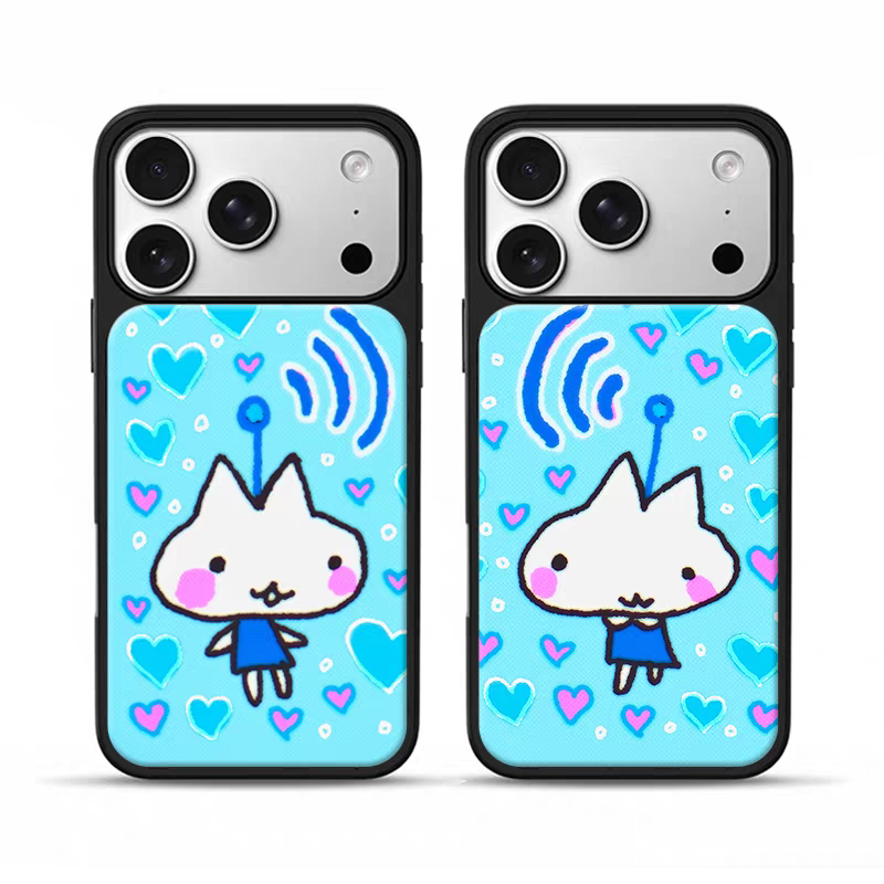 ins风爱心信号小兔电镀银黑边适用苹果iPhone17promax手机壳16pro小米15Pro保护套华为mate60P70三星S23软壳