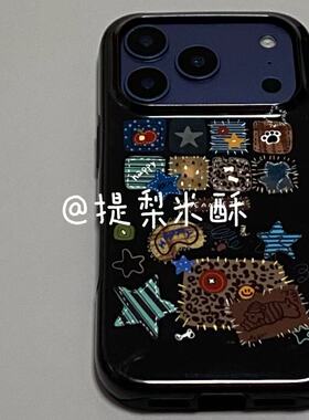 ins风美式拼图适用于iPhone17 Pro Max手机壳美版新款菲林二合一苹果16pro防摔12全包15保护套原创1413手机壳