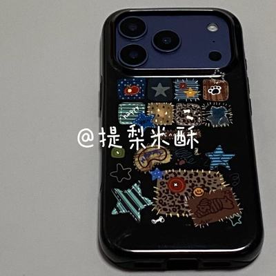 ins风美式拼图适用于iPhone17 Pro Max手机壳美版新款菲林二合一苹果16pro防摔12全包15保护套原创1413手机壳
