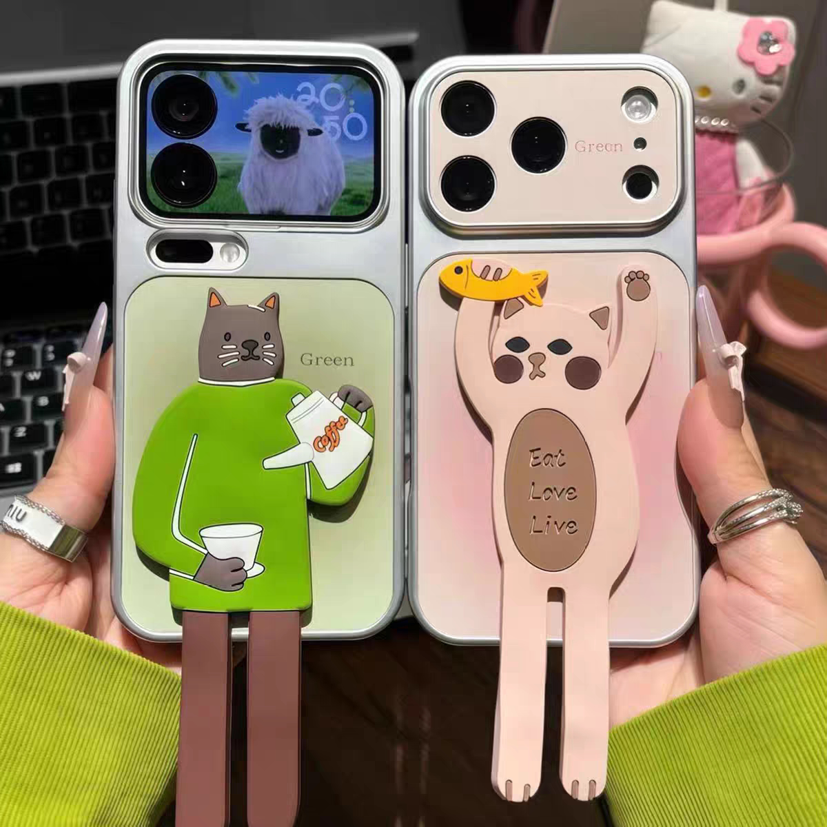 情侣抓鱼咖啡猫秒变17大视窗适用苹果17promax手机壳iphone16pro小米1715plus华为opporeno14简约nova13vivo