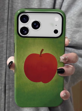 ns风绿底红苹果菲林二合一手机壳适用苹果16nova13华为p70mate60小米15opporen13ovivo荣耀300iPhone15防摔