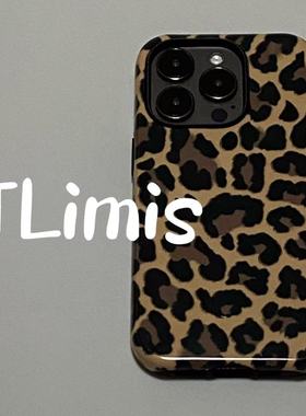 原创模糊豹纹适用iphone15苹果手机壳16pro防摔13promax12菲林二合一14Pro小米华为荣耀OPPOvivo11Xsmax78p