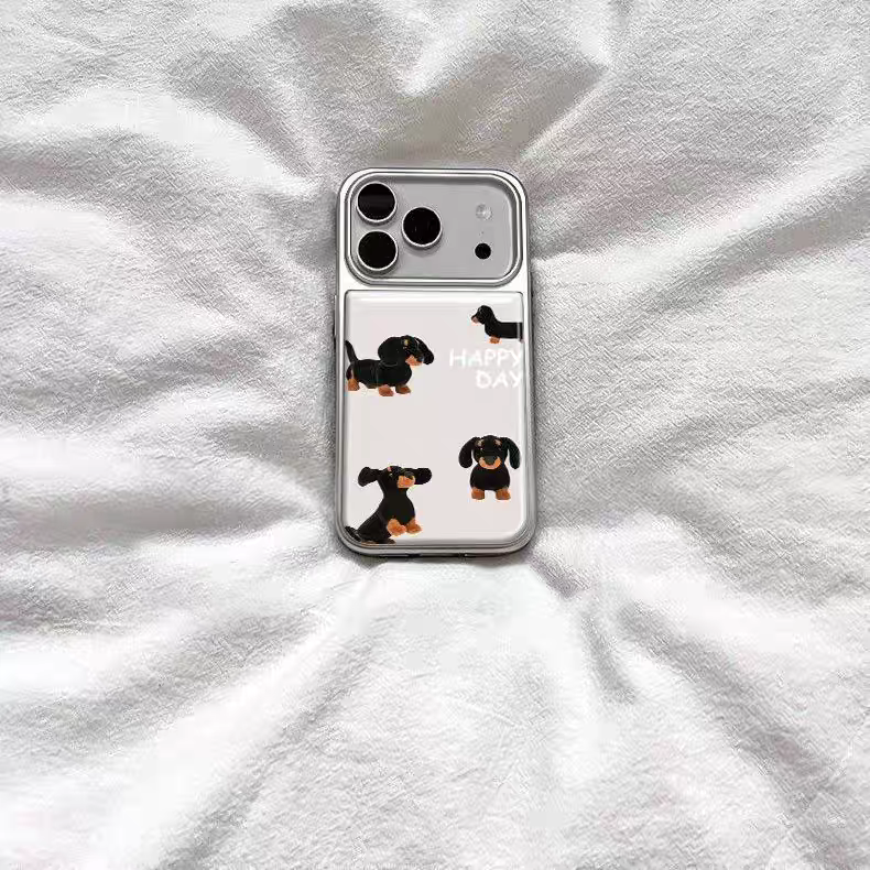 ins风原创腊肠狗韩系新款银边滴胶手机壳适用苹果iPhone17promax高级感保护套小众16plus亮面15pro14防摔13