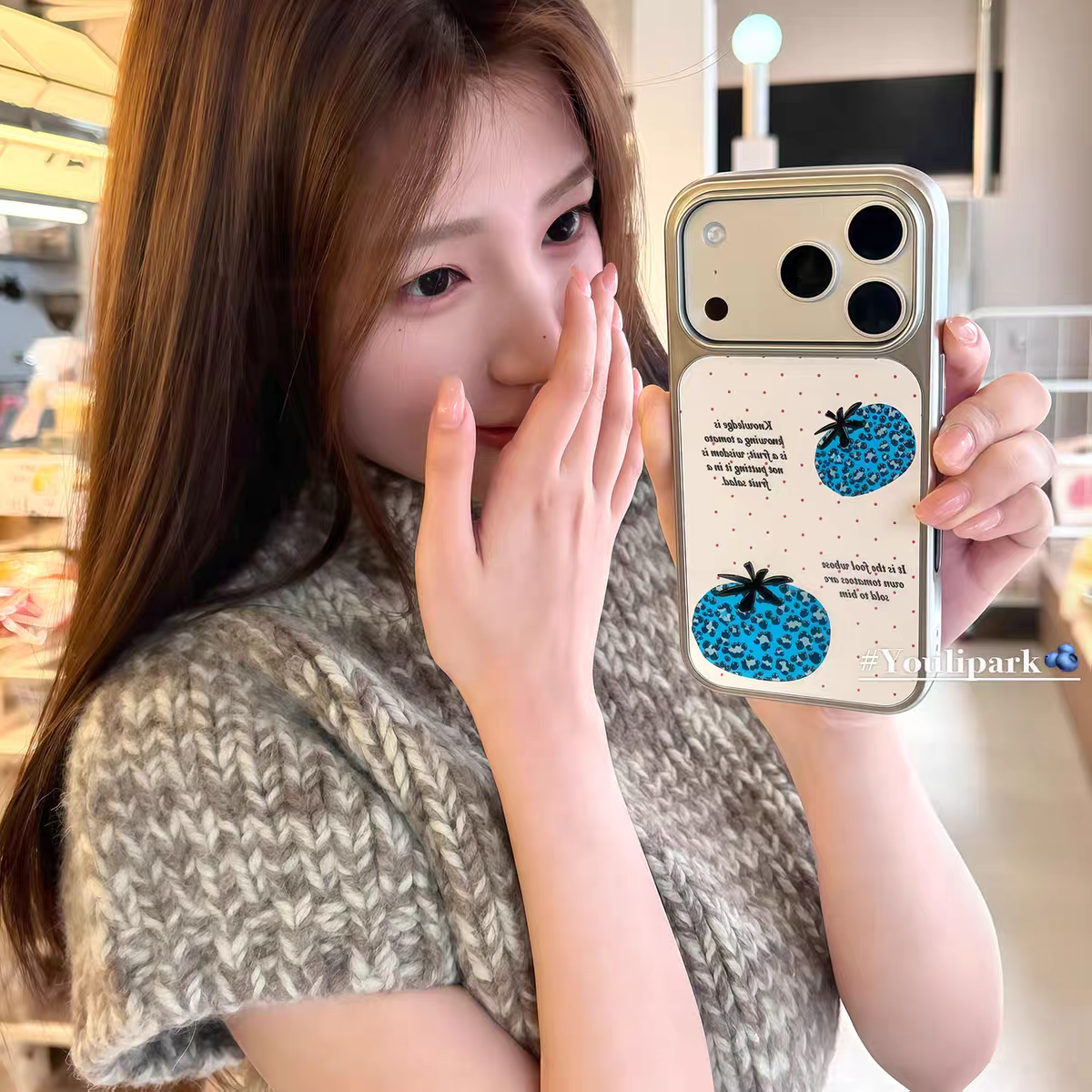 ins波点豹纹蓝色番茄滴胶手机壳适用苹果iPhone17promax手机壳软边16防摔15原创小米141312/11华为mate60P780