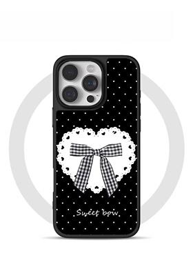 ins黑色波点蝴蝶结亚克力黑边适用苹果iPhone17promax手机壳15pro小米14Pro保护套华为mate60P70防摔三星S23