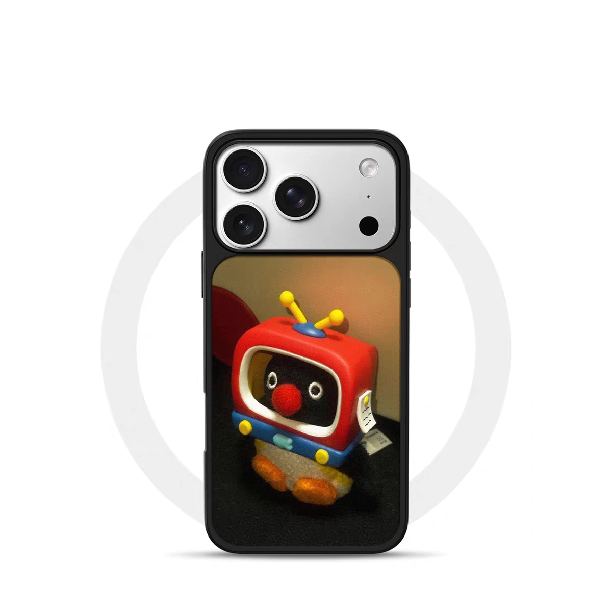 ins复古电视机企鹅电镀银黑边适用苹果iPhone17promax手机壳16pro小米15Pro保护套华为mate80P70三星S23软壳