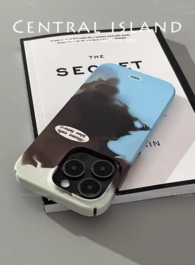 LATTE~蓝色拿铁菲林适用iPhone13/14promax手机壳苹果11硬壳xsmax小众14plusSE3个性XR12mini文艺7/8plus