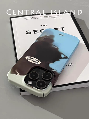 LATTE~蓝色拿铁菲林适用iPhone13/14promax手机壳苹果11硬壳xsmax小众14plusSE3个性XR12mini文艺7/8plus