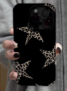 黑色星星豹纹适用iphone17苹果手机壳16pro防摔13promax15菲林二合一14Pro小米华为荣耀OPPOvivo11Xsma防摔