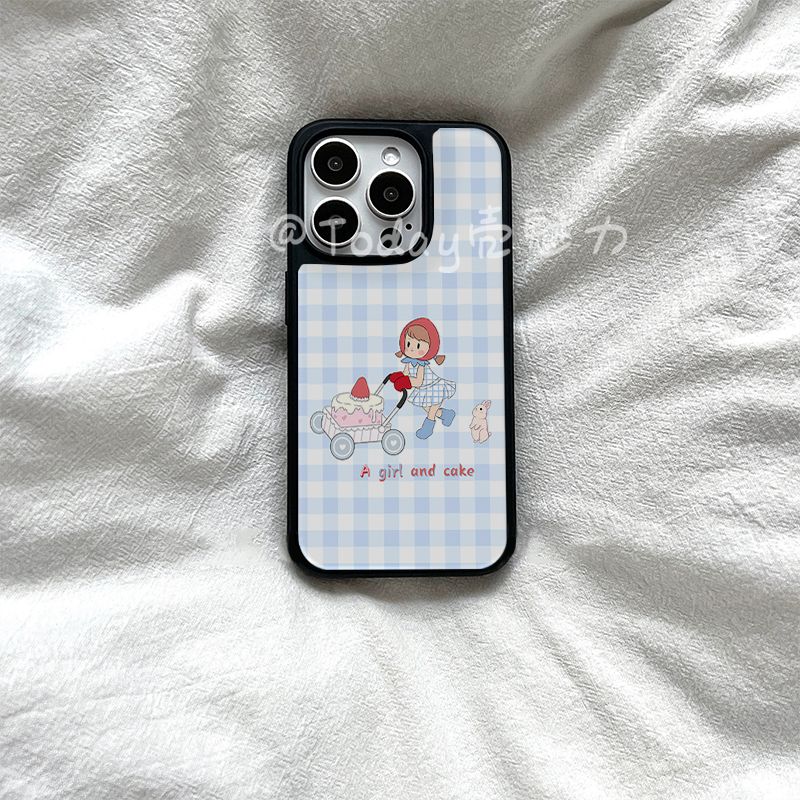 iins风蛋糕小女孩亚克力黑边适用苹果iPhone16promax手机壳15pro小米14Pro保护套华为mate60P70防摔三星S23