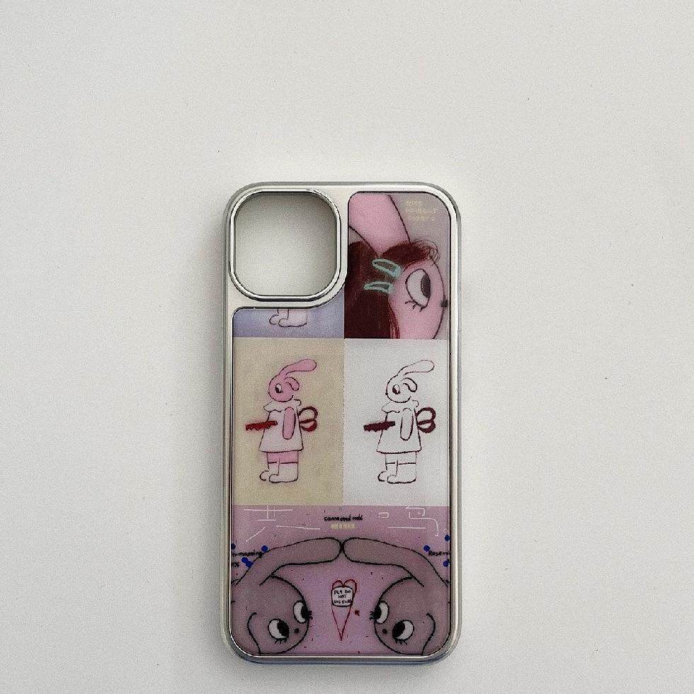 ins风复古潮款兔子电镀银磁吸适用苹果iPhone17promax手机壳16pro小米15Pro保护套华为mate60P70三星S23软壳