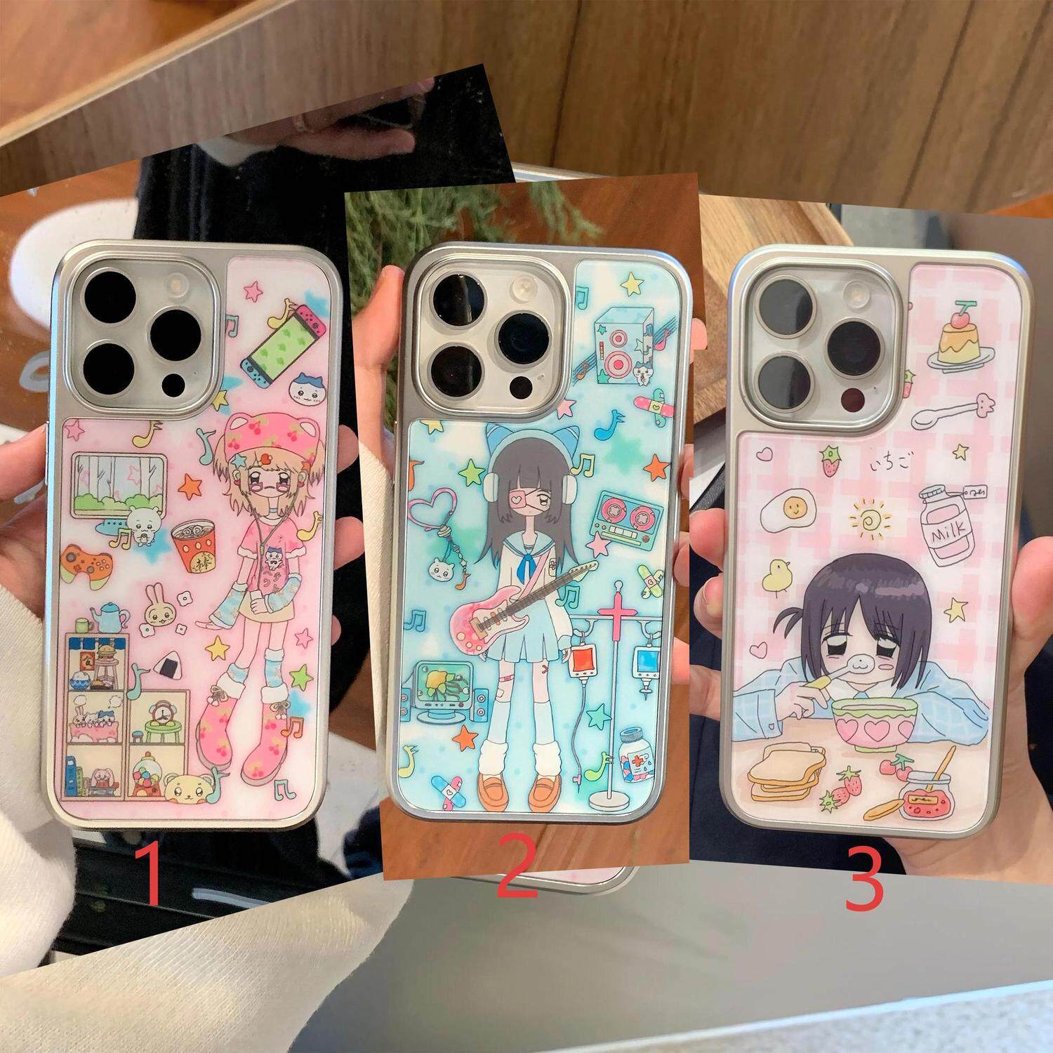 ins风复古动漫女孩电镀银磁吸适用苹果iPhone17promax手机壳16pro小米15Pro保护套华为mate60P70三星S23软壳