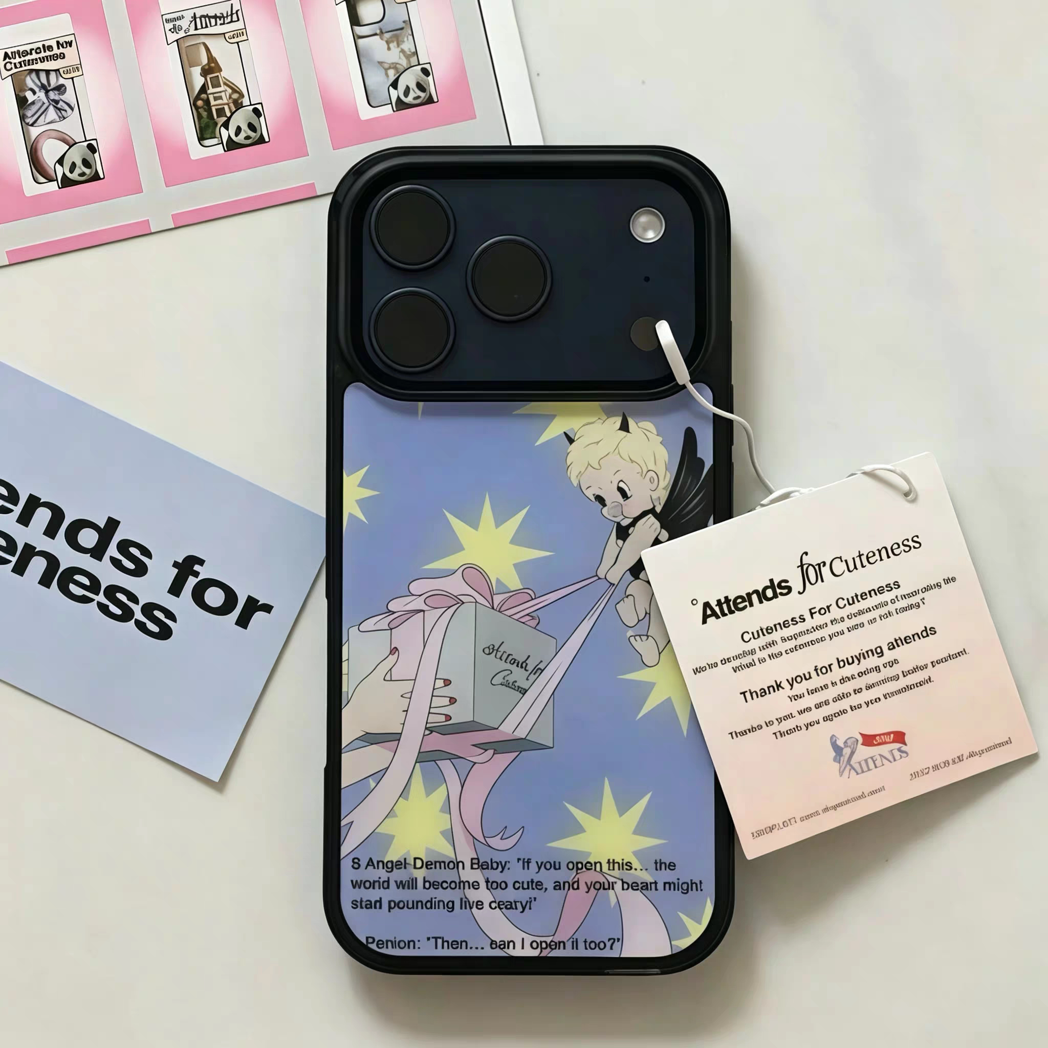 韩系ins暗黑可爱派送礼物黑边壳适用苹果iPhone17promax手机壳16pro小米15Pro保护套华为mate60P70荣耀oppo