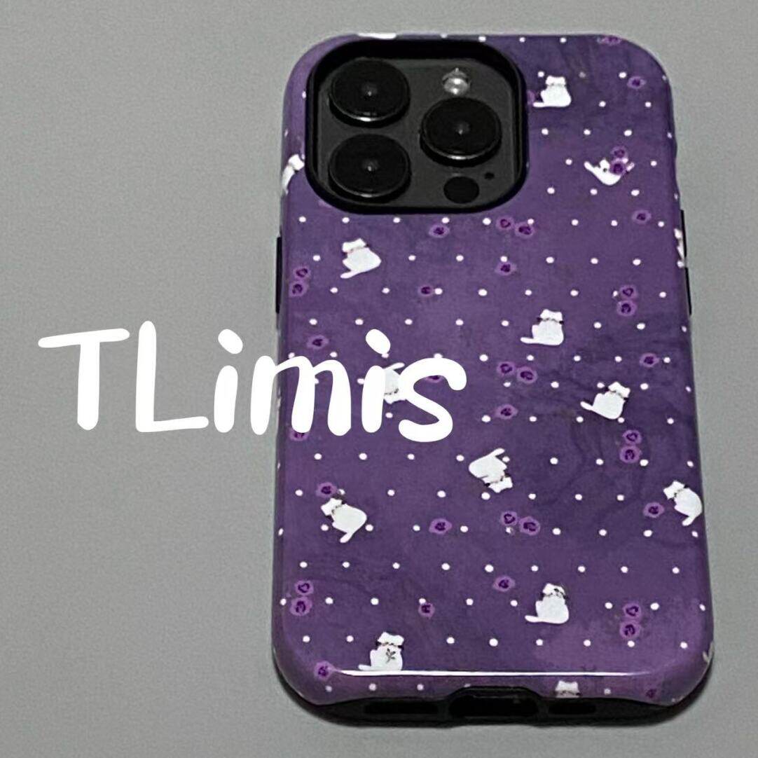 紫满小小猫可爱适用iphone15苹果手机壳16pro防摔13promax12菲林二合一14Pro小米华为荣耀OPPOvivo11Xsma防摔