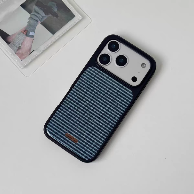 ins风牛仔条纹黑边磁吸适用于苹果iPhone17promax手机壳16pro小米15Pro保护套华为mate60P70防摔三星S23软壳