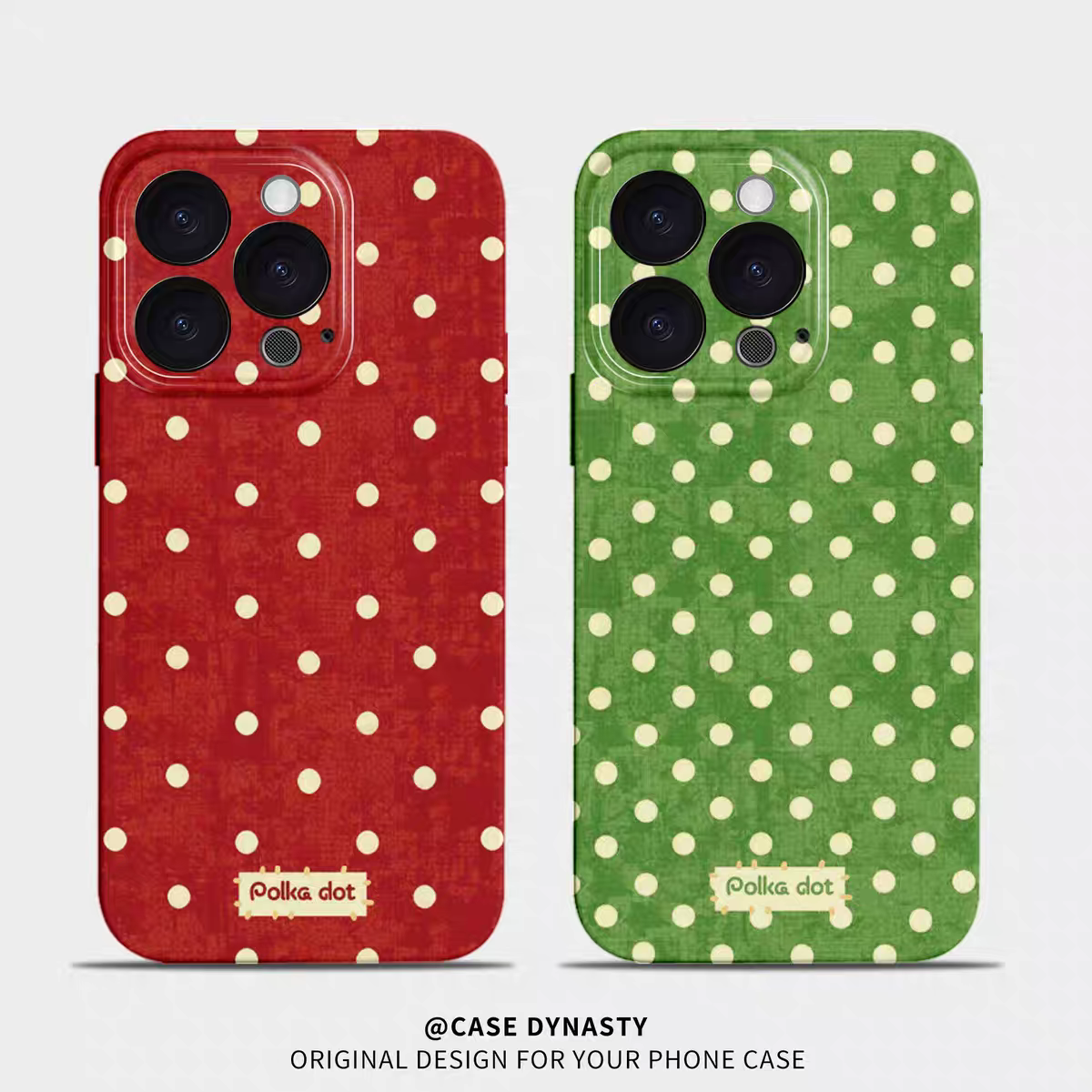 复古波点红绿情侣手机壳适用iphone17promax16苹果15小米14小众13可爱12ins11菲林vivox200华为mate70proP70
