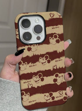 条纹米奇适用苹果15promax手机壳卡通p40女nova8/7女14p二合一小米13荣耀70女mate60/50情侣k40p可爱11/12p