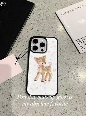 ins风可爱复古小鹿黑边软壳适用苹果iPhone17promax手机壳16pro15小米14Pro保护套华为mate60P70防摔三星S23