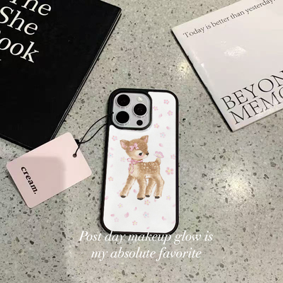 ins风可爱复古小鹿黑边软壳适用苹果iPhone17promax手机壳16pro15小米14Pro保护套华为mate60P70防摔三星S23