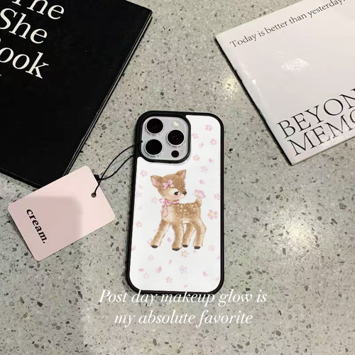 ins风可爱复古小鹿黑边软壳适用苹果iPhone17promax手机壳16pro15小米14Pro保护套华为mate60P70防摔三星S23