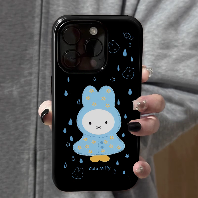 ins黑底雨衣米菲菲林二合一手机壳适用苹果16nova13华为p70mate60小米15opporen13ovivo荣耀300iPhone15防摔