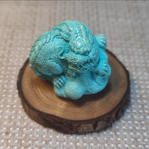 原矿高瓷绿松石貔貅吊坠手把件
