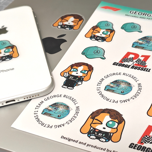[包邮]乔治拉塞尔贴纸电脑贴行李箱贴比格塑周边F1梅赛德斯车队63