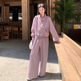 2026春季新款运动休闲紫色卫衣阔腿裤套装8190-P165-K228，女装职业装，浙宝115
