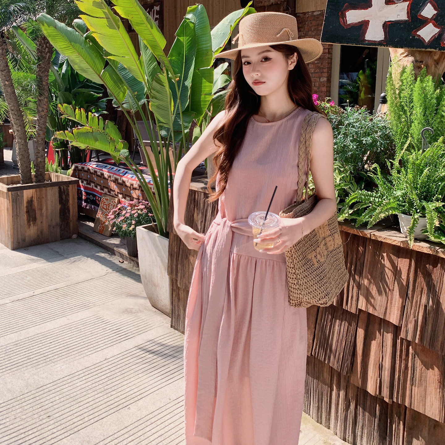 2026夏季新款甜美无袖松弛感系带连衣裙8035-P130-K198,女装连衣裙,浙宝115