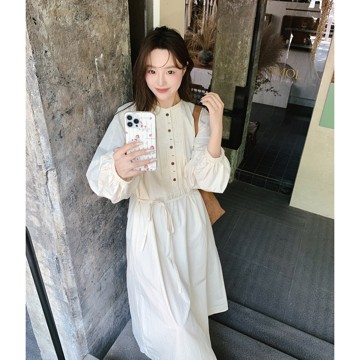 针织披肩学院风收腰连衣裙女2025春季新款时尚慵懒风气质显瘦裙子,女装连衣裙,浙宝115
