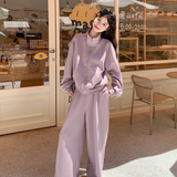 2026春季新款运动休闲紫色卫衣阔腿裤套装8190-P165-K228，女装职业装，浙宝115