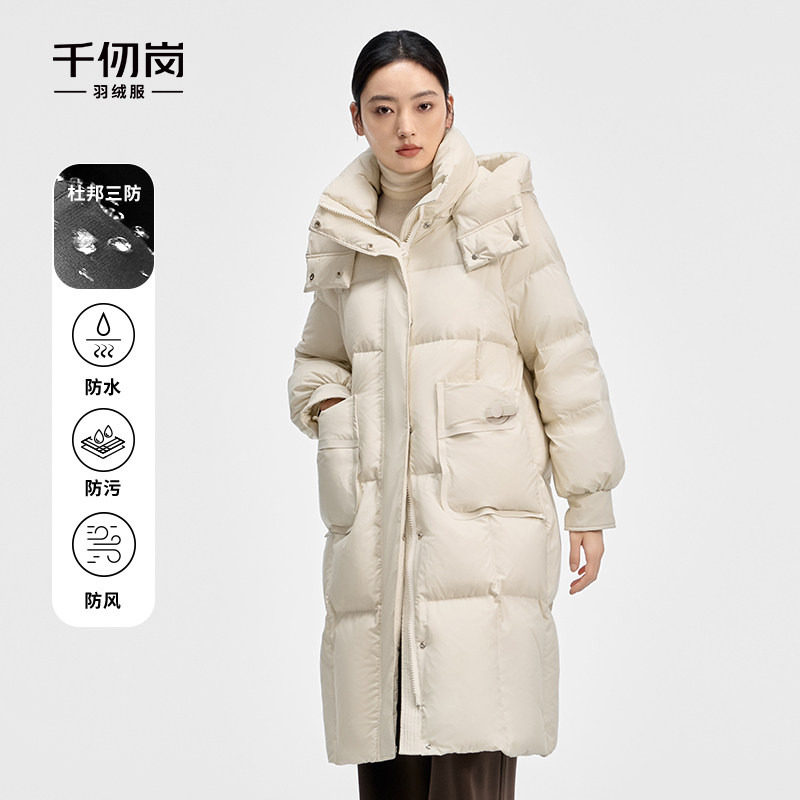 千仞岗冬季新款大被子羽绒服纯色显瘦保暖洋气休闲连帽女通勤外套