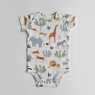 包屁衣三角爬 2岁新生婴儿天丝棉轻薄柔软短袖 凉感加拿大lou夏款