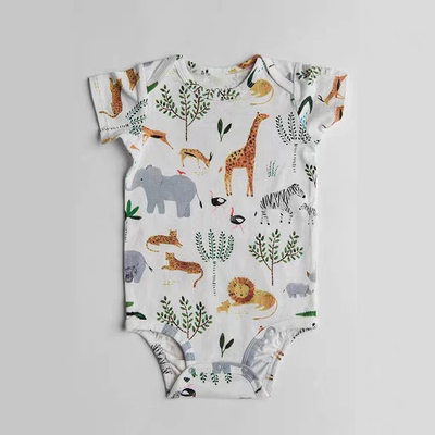 凉感加拿大lou夏款0-2岁新生婴儿天丝棉轻薄柔软短袖包屁衣三角爬