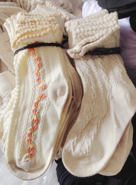 2双装春秋3-6岁日单外贸女宝儿童可爱公主提花边泡泡花边中长袜子