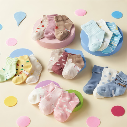 买3件包邮1-5岁出口外贸日本阿卡佳男女宝宝纯棉混纺儿童中筒袜子