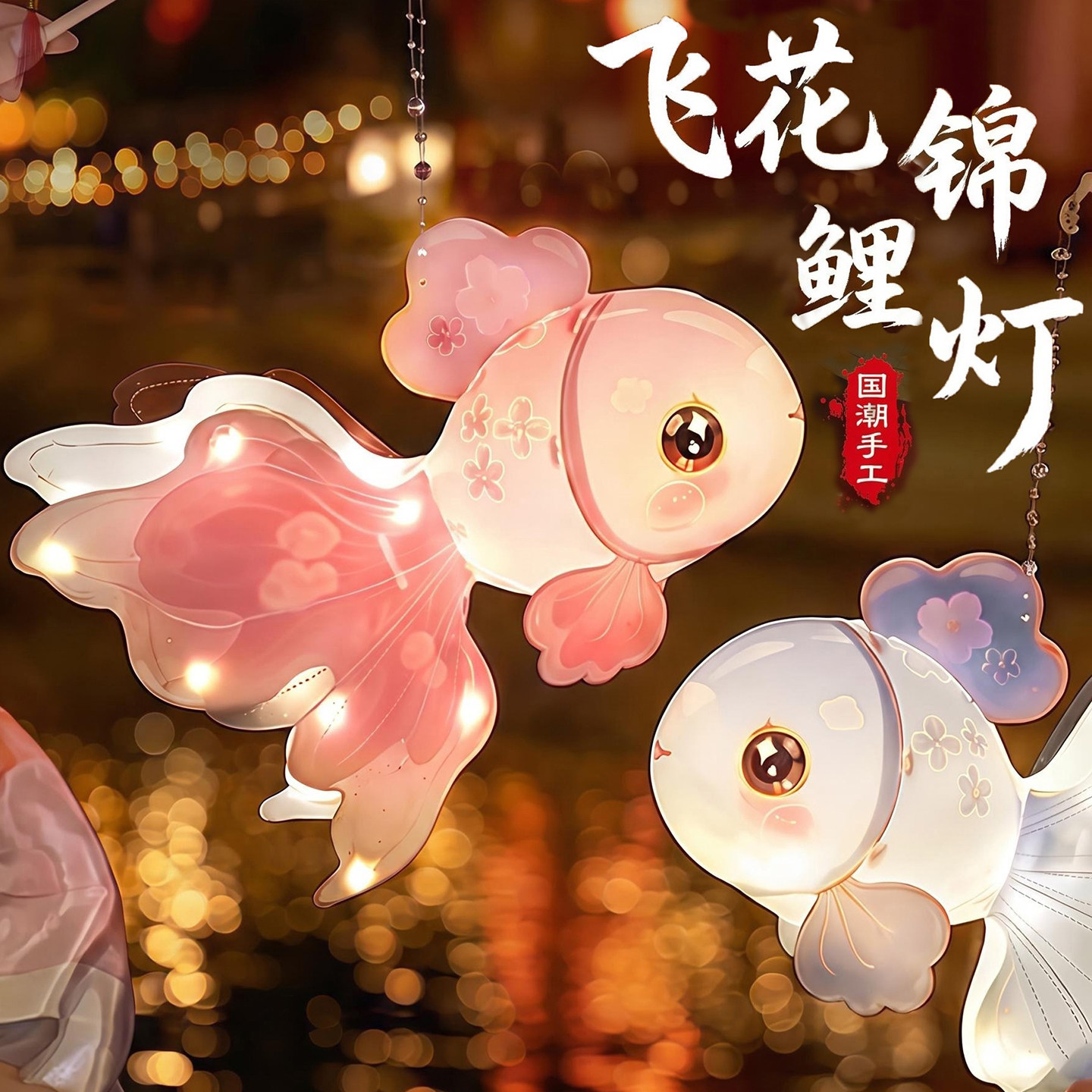 2026古风锦鲤发光灯笼DIY材料包图片