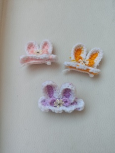 宠物发夹手工编织发卡日韩特色塑料青蛙夹仙女发饰宝宝兔耳朵毛线