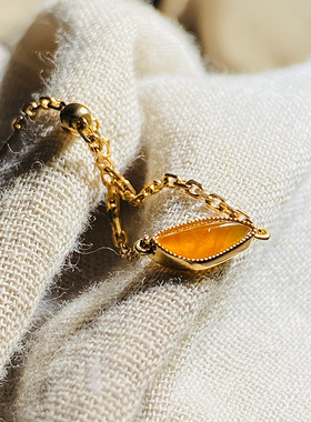 Cr-J 随形链条戒指 天然冰种红翡翠A货18K金随意调圈口满荧光胶感