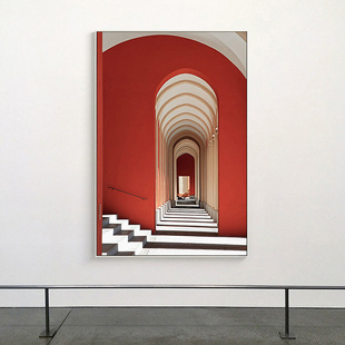 建筑长廊北欧创意入户玄关装饰画门厅过道面莫兰迪色系小众文艺挂