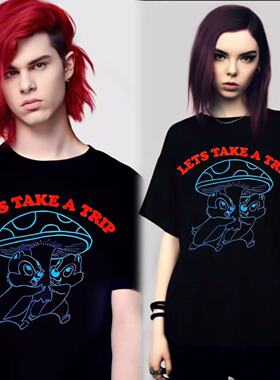 英国潮牌正品直邮Long Clothing男女同款情侣旅行系列宽松短袖T恤