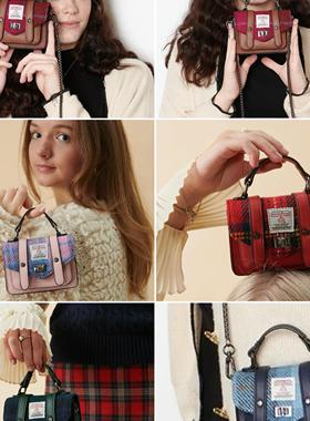 英国苏格兰Islander正品剑桥包Harris Tweed®传统格子mini邮差包