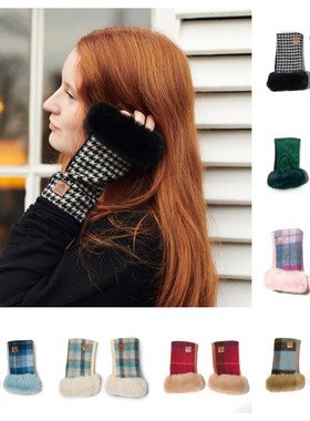 英国苏格兰Islander代理直营Harris Tweed®正品保暖羊毛半指手套