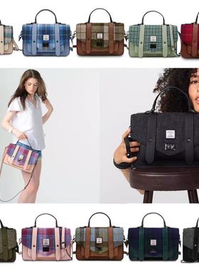 英国Islander正品剑桥包Harris Tweed®羊毛格纹斜挎托特包大号