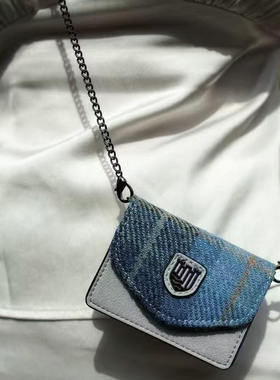 英国直邮苏格兰Islander正品Harris Tweed®羊毛格纹斜挎卡包