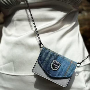 英国直邮苏格兰Islander正品Harris Tweed®羊毛格纹斜挎卡包